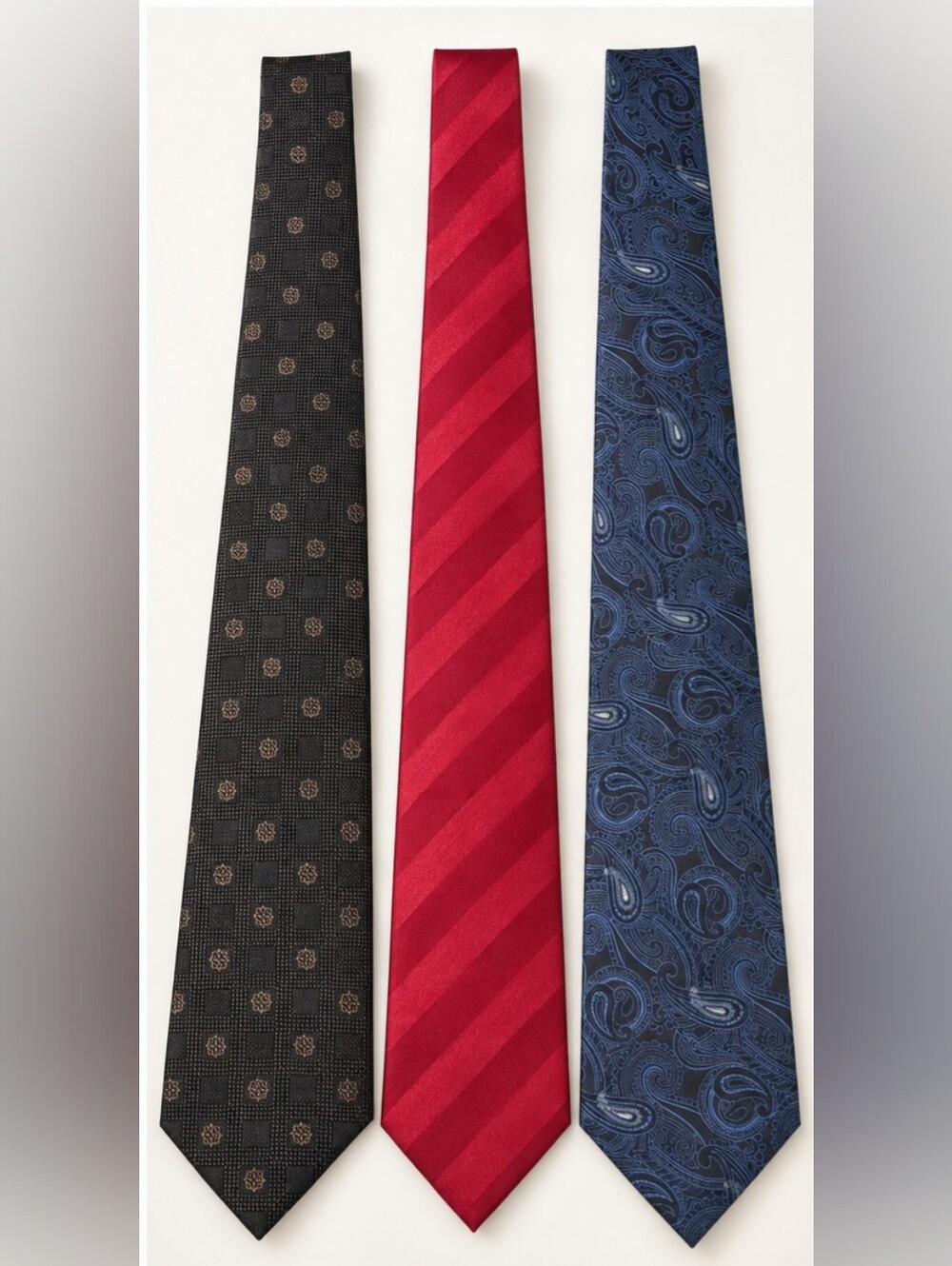 Men’s Necktie Lot of 3 Angelo Rossi & Bergamo New York Dress Ties